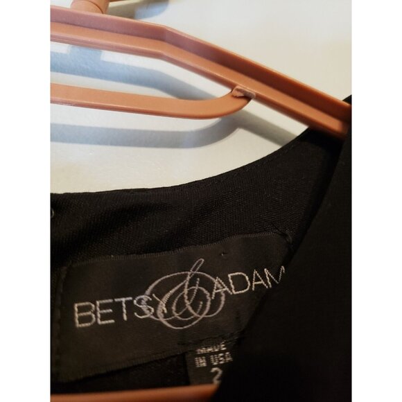 Betsy & Adam Women 2 Dress Sheer Waist Panel Black Striped Sleeveless Round Neck - Picture 5 of 5